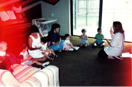 My first mommy-and-me class. My daughter, Lizette is the second kid from the right (his name is Andrew). My baby, Gabriel is sitting, watching, all the way on the left :)